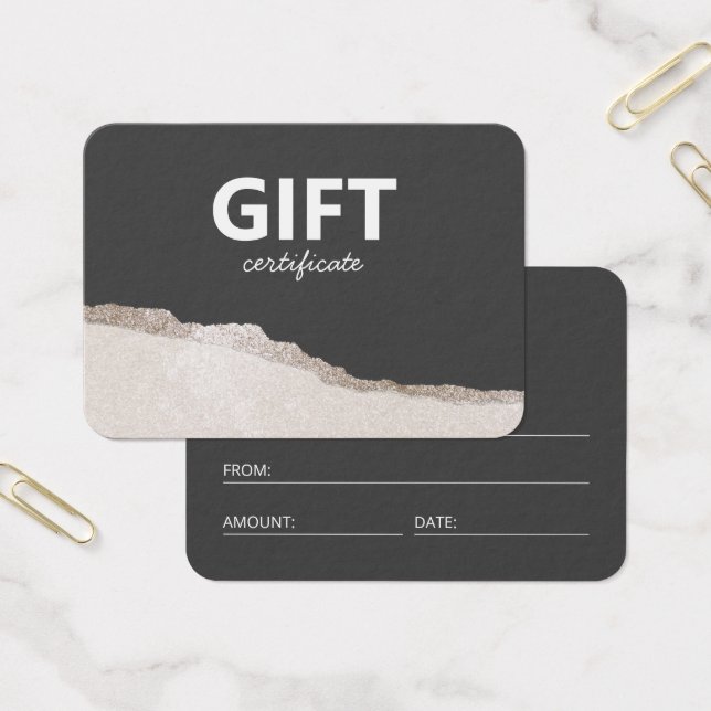 Modern Elegant Stone Grey Agate Gift Certificate (Office)