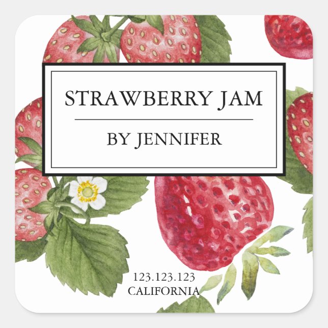 Modern Elegant Strawberry Jam Label (Front)