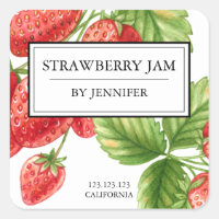 Modern Elegant Strawberry Jam Label