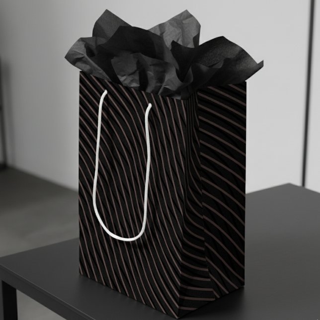 Modern Elegant Striped Black Medium Gift Bag (Creator Uploaded)