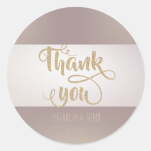 Modern Elegant Striped Thank You Wedding Sticker