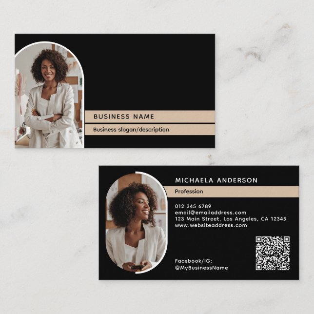 Modern Elegant & Stylish 2-Photo Professional Business Card (Front/Back)