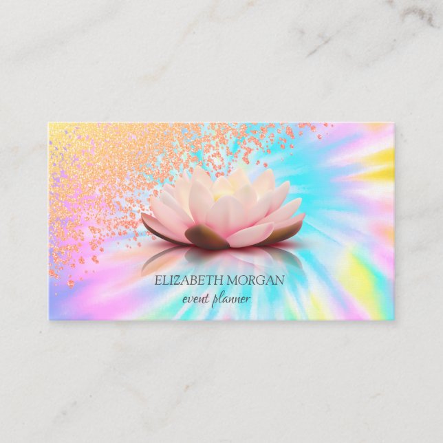 Modern Elegant Stylish Diamonds Lotus Tie Dye Business Card (Front)