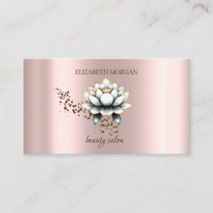 Modern Elegant Stylish Diamonds White Lotus  Business Card