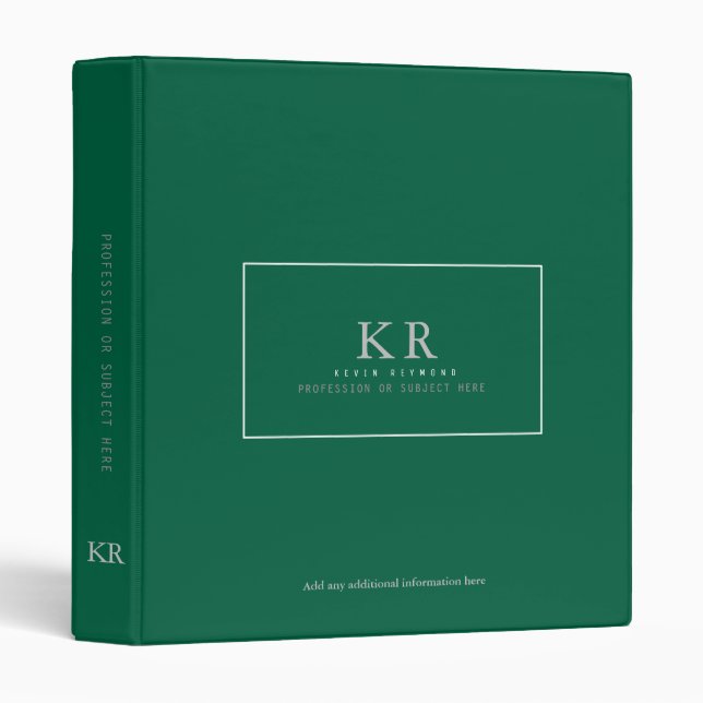Modern Elegant Stylish Emerald Green  Binder (Front/Spine)