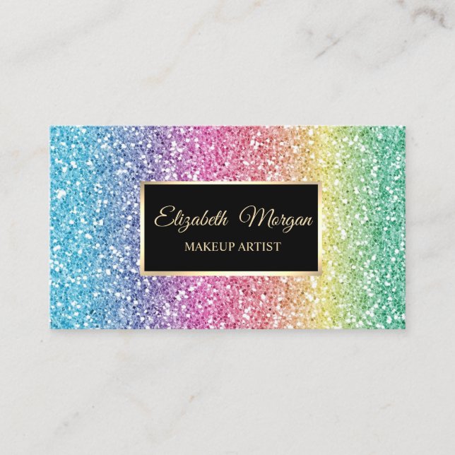 Modern Elegant Stylish Glitter Ombre Frame Business Card (Front)