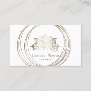 Modern Elegant Stylish Gold Circles Lotus White Business Card
