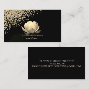 Modern Elegant Stylish Gold Diamonds Gold Lotus  Business Card