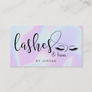 Modern elegant stylish holographic lashes & brows business card