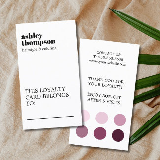 Modern Elegant Stylish Pastel White Hair Salon Loyalty Card
