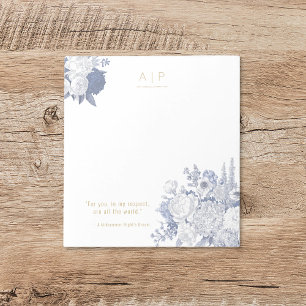 Modern Elegant Stylish Quote Floral Blue Notepad