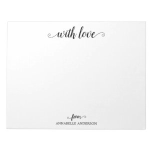 Modern Elegant Stylish Script Black With Love Notepad