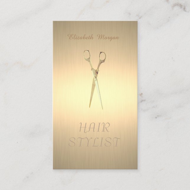 Modern Elegant  Stylish Simple Faux Gold ,Scissors Business Card (Front)