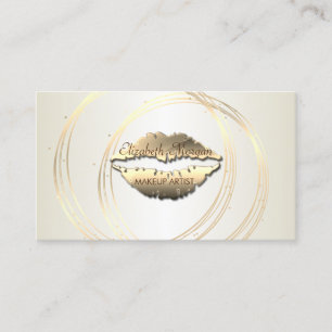 Modern Elegant Stylish,Striped ,Gold Circles,Lips Business Card