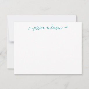 Modern Elegant Stylish Teal Light Blue Script Card
