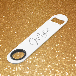 Modern Elegant Stylish Trendy Black Monogrammed Bar Key