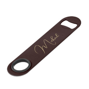 Modern Elegant Stylish Trendy Brown Monogrammed Bar Key