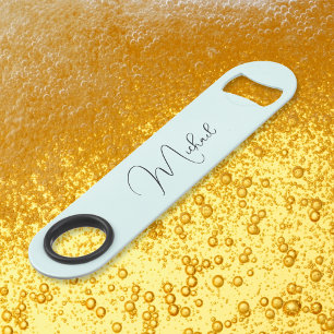Modern Elegant Stylish Trendy Monogram Aqua Blue Bar Key