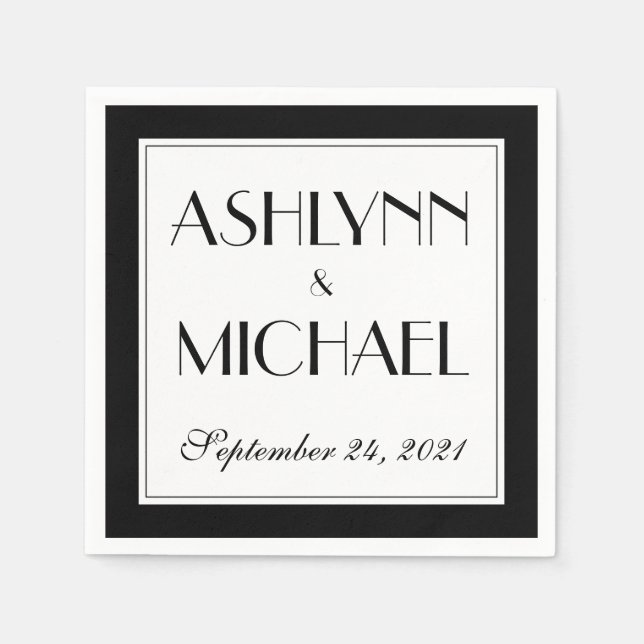 Modern Elegant Stylish Wedding Napkin (Front)