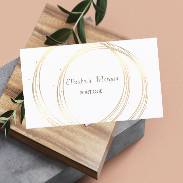 Modern Elegant Stylish,White ,Gold Circles Business Card (Creator Uploaded)