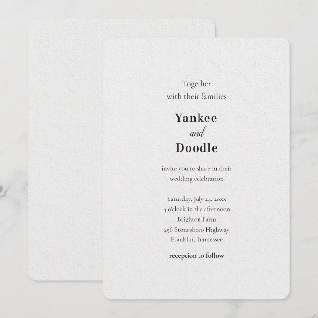 Modern elegant summer spring wedding invitation (Front/Back)