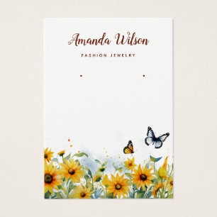 Modern elegant sunflower earring display card 