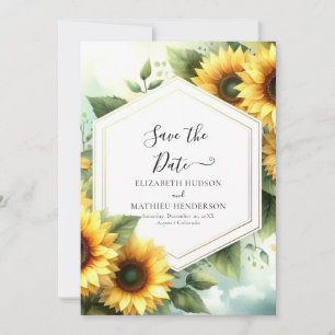 Modern Elegant Sunflower Wedding Save The Date