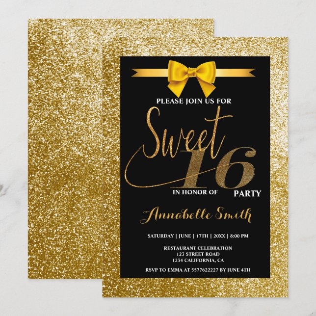 Modern elegant  sweet 16 invitation (Front/Back)