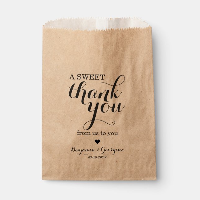 Modern Elegant Sweet Thank You Heart Wedding Favour Bag (Front)