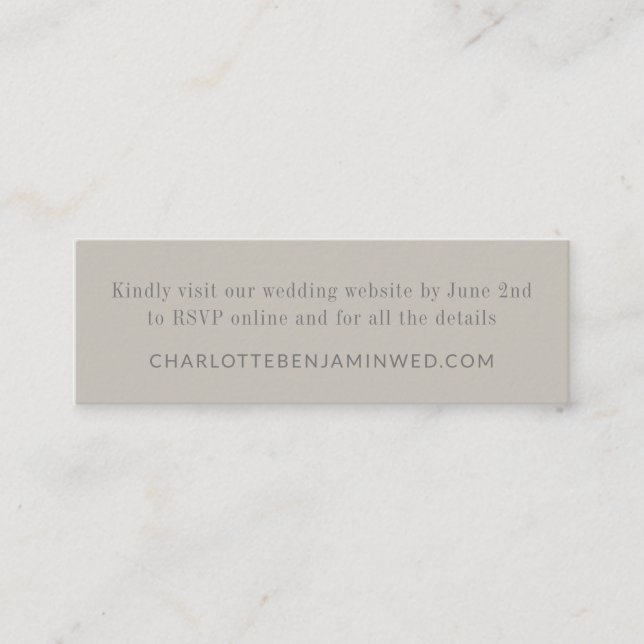 Modern Elegant Taupe RSVP Online Website Mini Card (Front)