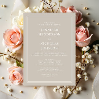 Modern Elegant Taupe Virtual Wedding Invitation
