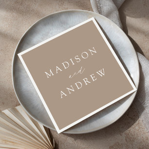 Modern Elegant Taupe Wedding Napkin