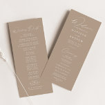 Modern Elegant Taupe Wedding Program<br><div class="desc">Elegant wedding program featuring a modern white calligraphy script with a taupe background to create a design that is perfect for weddings of all styles and seasons. Personalize the front of the modern wedding program with your names, wedding date and location, and order of the ceremony. The simple taupe wedding...</div>