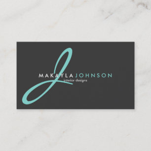 Modern & Elegant teal blue Monogram Professional Business Card