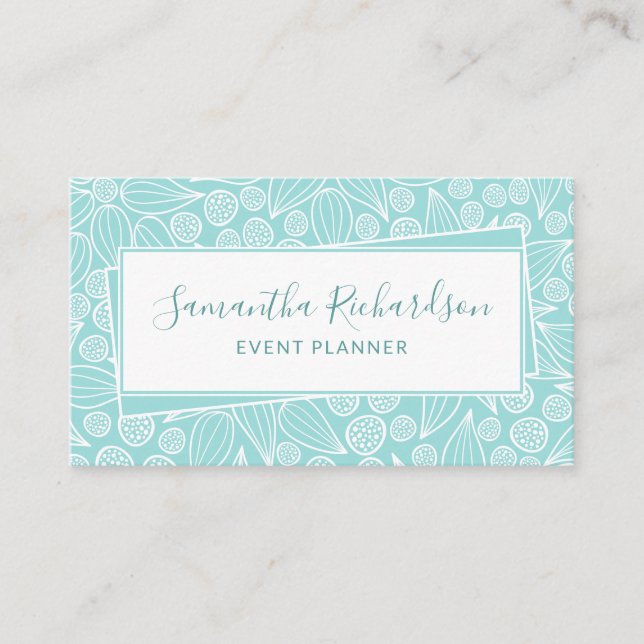 Modern Elegant Teal Green White Business Card (Front)