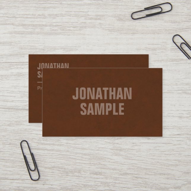 Modern Elegant Template Brown Suede Look Business Card (Front/Back In Situ)
