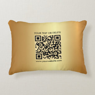Modern Elegant Template Custom QR Code Glam Gold Accent Pillow