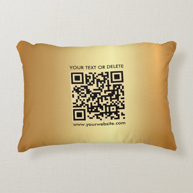 Modern Elegant Template Custom QR Code Glam Gold Accent Pillow (Front)