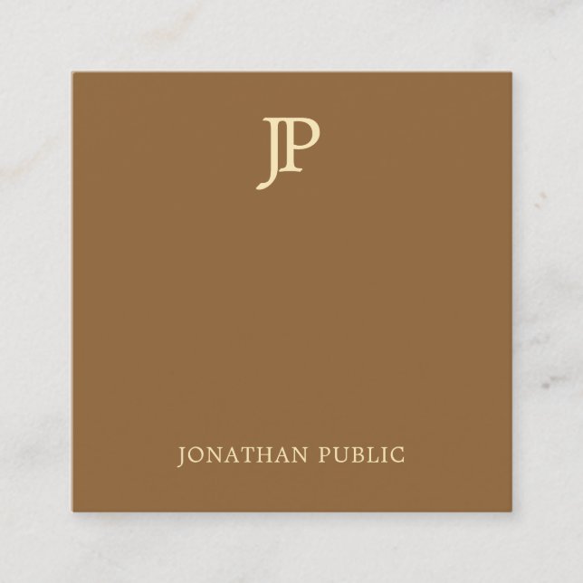 Modern Elegant Template Gold Text Monogram Luxury Square Business Card (Front)