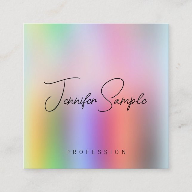 Modern Elegant Template Personalized Typography Square Business Card (Front)