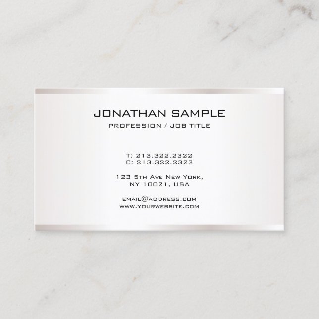 Modern Elegant Template Professional Faux Silver Business Card (Front)
