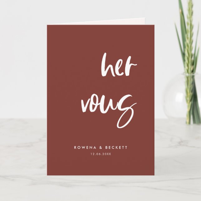 Modern elegant terracotta Her vows Card (Front)