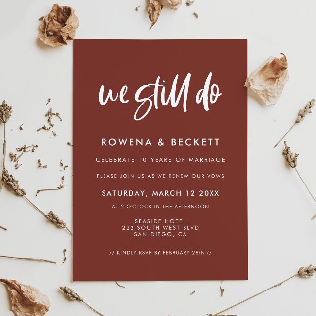 Modern elegant terracotta We still do Vow renewal Invitation (Creator Uploaded)