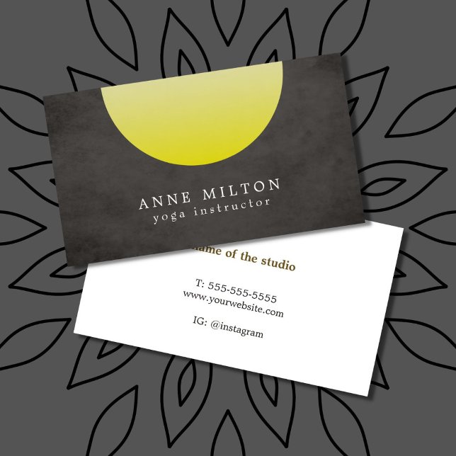 Modern Elegant Texture Black Yellow Yoga Business Card (Creator Uploaded)