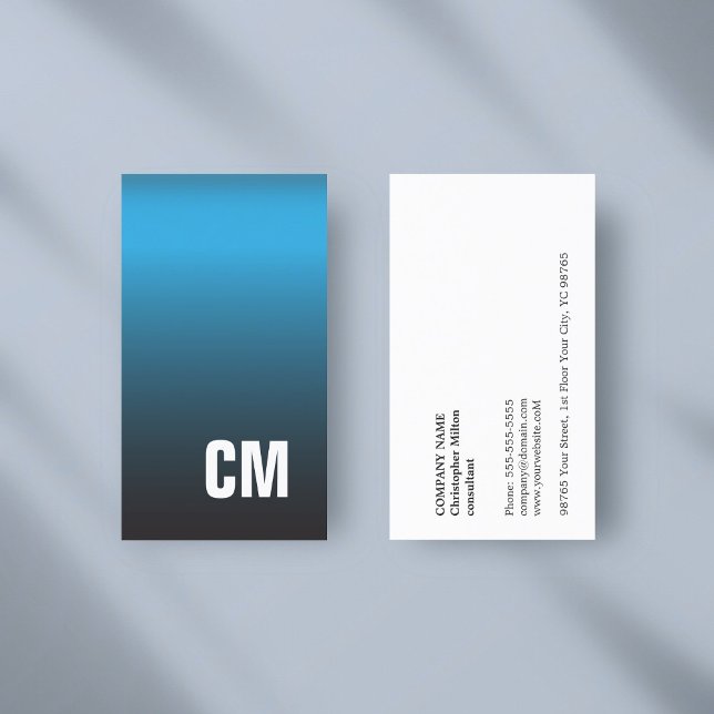 Modern Elegant Texture Blue Monogram Consultant Business Card (Creator Uploaded)