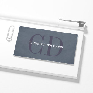 Modern Elegant Texture Blue Monogram Consultant Business Card