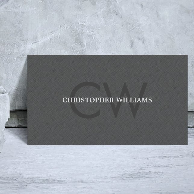 Modern Elegant Texture Gray Monogram Consultant Business Card (Creator Uploaded)