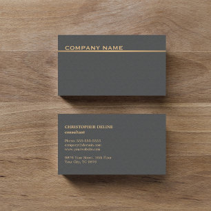 Modern Elegant Texture Grey Faux Gold Consultant Business Card