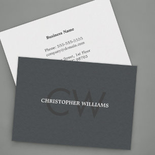 Modern Elegant Texture Grey Monogram Attorney Business Card