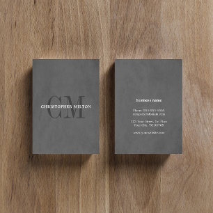 Modern Elegant Texture Grey Monogram Consultant Business Card